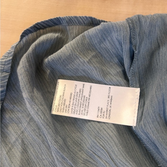 Free People Light Blue Crinkled Tie-Front Kimono Top - Picture 4 of 4